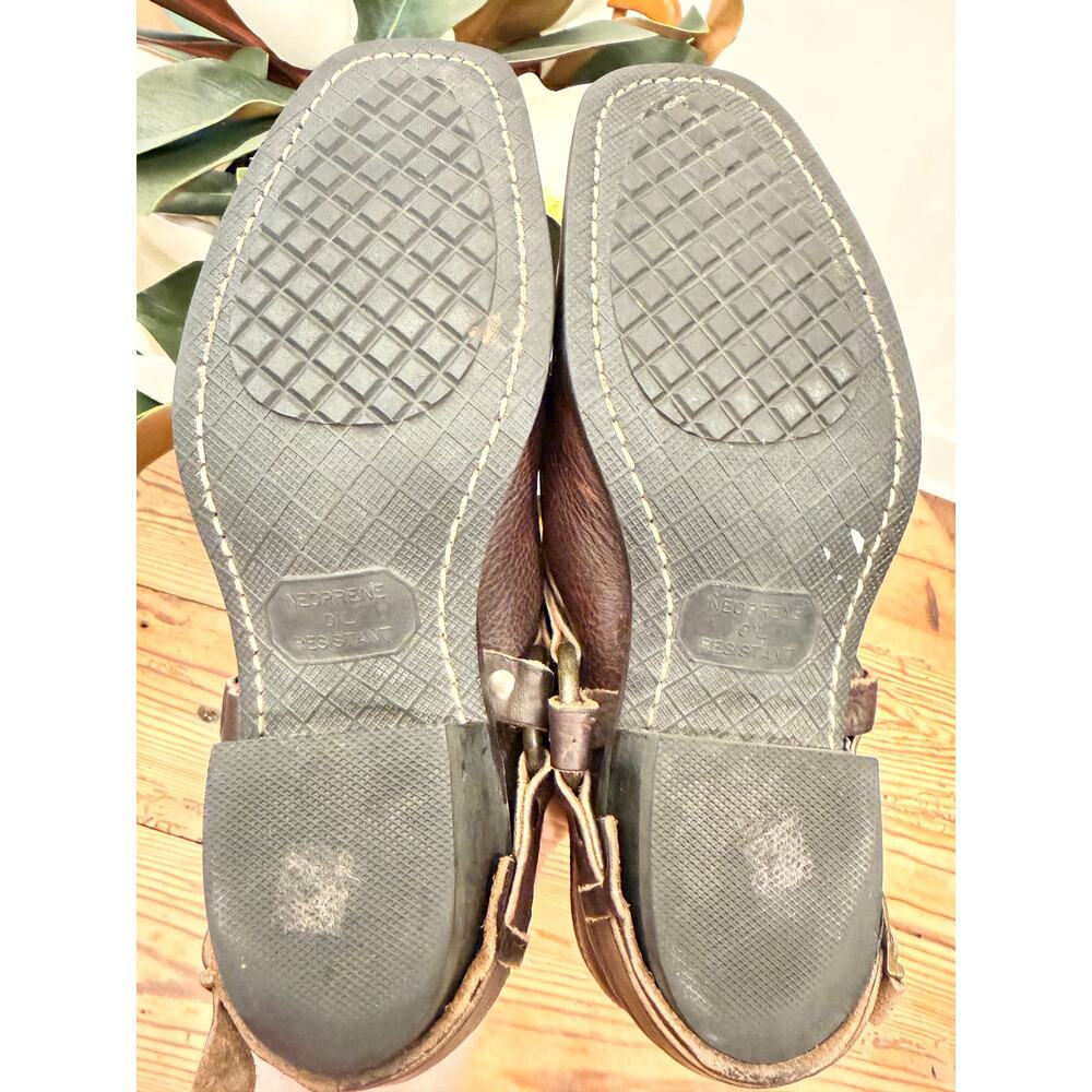 Frye USA Brown Leather Harness Mule Clogs Women's 9 9N Ring Strap Western Moto - Picture 11 of 11